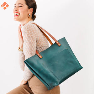 Bolso grande de cuero genuino de alta calidad para mujer con cierre de cremallera y diseño de moda simple - Product Image 5
