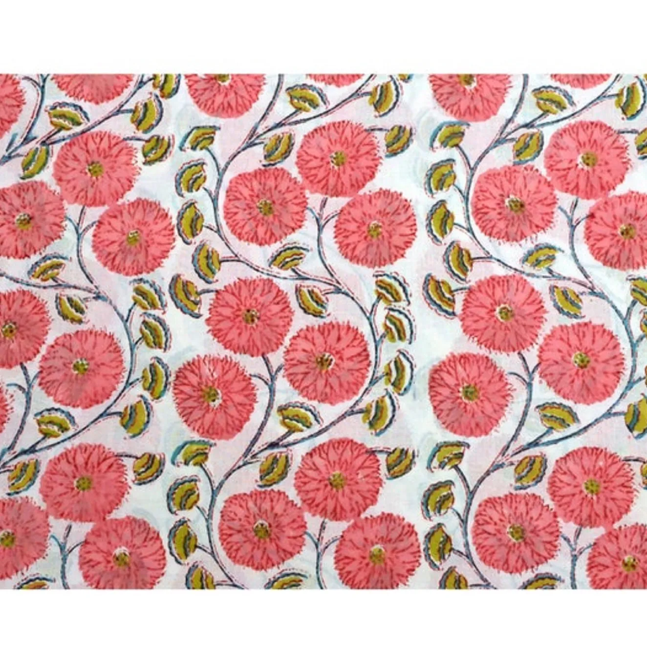 Sun Flower Printed Indian Handmade Block gedruckt Pink Farbe Bio Baumwolle Stoff Leicht gewicht bedruckte Stoffe Großhandel