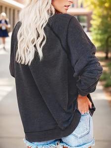 Sudadera con estampado de flores silvestres bohemio para mujer, sudadera informal con cuello redondo para Otoño/Invierno, diseño de hombro de algodón 100% - Product Image 3