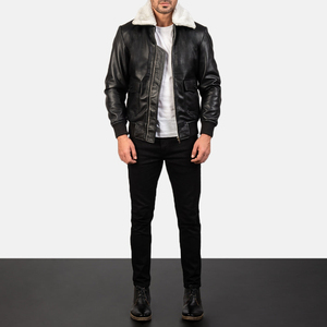 Chaqueta de Cuero Negra Elegante para Hombre, con Cierre y Logotipo Personalizado, Impermeable, Transpirable, Disponible en Todas las Tallas, Marca Privada, Invierno, OEM - Product Image 6