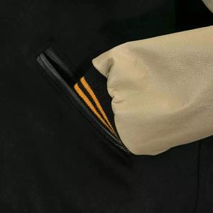 2025 Premium hommes Bomber Letterman vestes longue laine cuir de vachette avec style boutonné et poche décorative - Product Image 4
