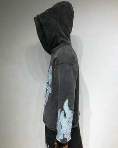 เสื้อฮู้ดสวมหัวโอเวอร์ไซซ์สำหรับผู้ชายเสื้อฮู้ดสองชั้นปักลายแบบไม่มีรอยไหล่ผ้าย้อมสีเรียบสำหรับฤดูหนาวใส่สบายงานตามสั่ง - Product Image 6