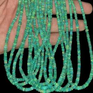 Perles Rondelle Lisse Opale Éthiopienne Verte 3-5mm Pierre Précieuse Welo Naturelle AAA Perles Lâches En Gros pour Bijoux Collier Bracelet - Product Image 4