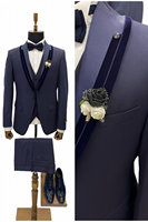 Traje de esmoquin de lujo para hombre, conjunto de tres piezas para novio, blazer formal clásico, chaleco y pantalones, talla grande, lana/seda, elegante e impermeable