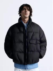 Chaqueta de invierno para hombre con logotipo personalizado de alta calidad, estilo Formal con cuello levantado y cremallera negra, ropa de calle acolchada - Product Image 3