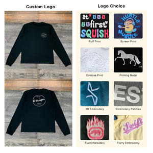 T-shirt à col rond vierge 180gsm à la mode pour hommes t-shirts à manches longues coupe ajustée et respirant avec logo imprimé vente en gros - Product Image 4