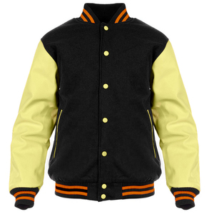 Chaqueta Varsity de lana negra Mangas de cuero real Estilo de fútbol universitario vintage Bomber personalizado CollegeBaseballjacketmenDDP Envío - Product Image 3