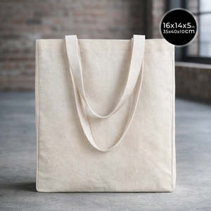 Blank Canvas <b>Medium</b> Cotton Tote <b>Bags</b> 16W X 14H X 5L Reusable Recyclable Heat Transfer Printing Letter Pattern for Advertising - Product Image 2