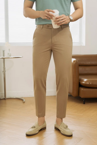 Vietnam Custom Brand Label <b>Men's</b> Pants Elastic Mid Waist Flat Front Casual Street Styles <b>Trousers</b> Customizable - Product Image 6