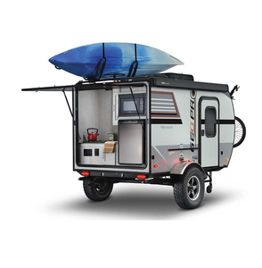 Mini Remolques de Campamento Tipo Lágrima, Acero Inoxidable Gris, Capacidad para 8 Personas, Cocina Deslizable, para Parejas, Viajes Familiares, Aire Libre - Product Image 1
