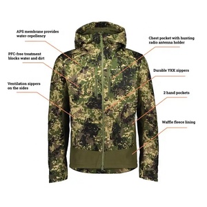 Ensemble de chasse d'hiver durable et respirant, veste et pantalon de tir, capuche réglable, imperméable, en nylon, avec lentille, vente en gros OEM - Product Image 6