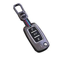Housse de clé de voiture en alliage de zinc et cuir pour Volkswagen VW POLO Tiguan Passat B5 B6 Golf EOS Scirocco Jetta MK6 Octavia Accessoires