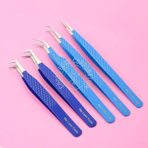 Pince à cils personnalisée à pointe en fibre pince à épiler méga volume à 90 degrés pince à épiler à poignée diamantée extension de cils poignée antidérapante - Product Image 1