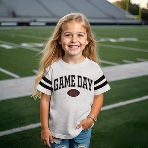 T-shirt de football pour le jour du match, polyester gris, manches courtes, vêtements de sport pour enfants, séchage rapide, design brodé à la machine - Product Image 6