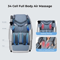 Fauteuil de massage complet avec points de massage, gravité zéro, extra large, shiatsu, inclinable, modes de chauffage lombaire et des mollets, compression d'air
