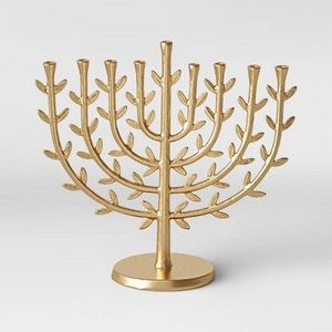 Wholesale Hanukkah 7 Arm <b>Brass</b> Gold Metal Handmade Modern Art Unique Eco-Friendly Menorah <b>Candlestick</b> <b>Holder</b> Low Price - Product Image 6