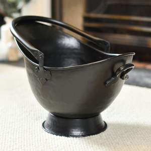 Durable handcrafted iron <b>coal</b> bucket for storing <b>coal</b> beside fireplace with rustic farmhouse design and heat resistant coating - Product Image 5