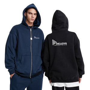 เสื้อฮู้ดดี้แบบซิป ผ้าฟลีซเฟรนช์เทอร์รี่  แบบเรียบ  สีพื้น  ยูนิเซ็กซ์  ผ้าฝ้าย 100%  สองชั้น  สำหรับผู้ชาย - Product Image 1