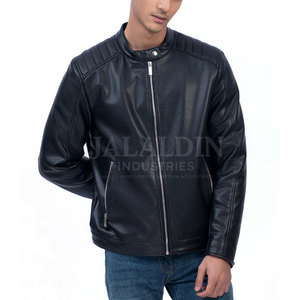 <b>Winter</b> <b>Leather</b> <b>Jacket</b> for Men Stylish All Sizes Customized Logo Private Label Canvas Stand Collar Waterproof Windproof Zipper - Product Image 1