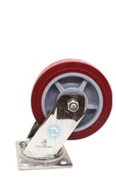 Roulettes industrielles robustes en PU avec frein total, double roulement à billes, en acier inoxydable zingué, résistantes à l'huile, pivotantes