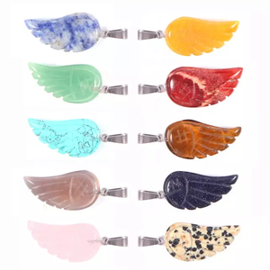 Exclusive <b>Natural</b> <b>Crystal</b> Angel Wings Shape Pendants <b>Natural</b> Love Jewelry Folk Wedding Bling Art Decorative Style Pendants - Product Image 4