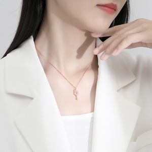 FDXZ-074 simple clé romantique à votre coeur coeur ouvert clé collier pendentif pour femmes adolescents petite amie 925 argent Sterling - Product Image 5