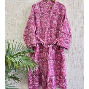 Peignoir en coton 60s imprimé à la main, collection été, vente en gros - Product Image 2