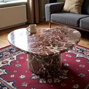Table d'appoint en marbre naturel rouge onyx en forme de cœur, meubles personnalisés populaires pour le salon minimaliste, décoration intérieure - Product Image 1