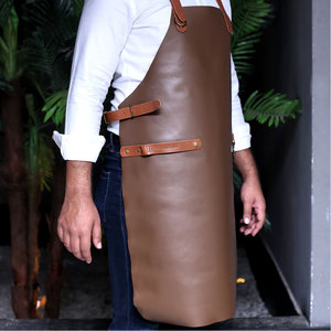 Hot Selling Eco-friendly Full Length Professional Leather Bib Red Sleeveless <b>Apron</b> with Durable Pocket <b>Waterproof</b> Oil Proof - Product Image 3