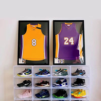 Marco de Exhibición de Camisetas de Madera, Montaje Vertical en Pared, Impermeable, Moderno, para Camisetas de Fútbol, Baloncesto, Bádminton, Ropa con Firma