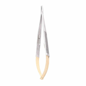 Surgical TC Castroviejo Needle Holder 9 Straight Half Gold <b>Tungsten</b> Carbide Inserts Serrated Industrial Customizable OEM - Product Image 6