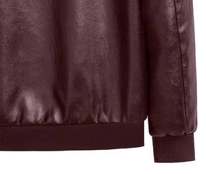 แจ็คเก็ตหนังแท้ทรงบอมเบอร์สีเบอร์กันดี ผ้าถักแบบริบ สไตล์เบสบอล สปอร์ต ทันสมัย เหมาะกับการขี่สกู๊ตเตอร์ ลำลอง ทรงเข้ารูป เรียบหรู สไตล์เรโทร สำหรับนักขี่มอเตอร์ไซค์ - Product Image 6