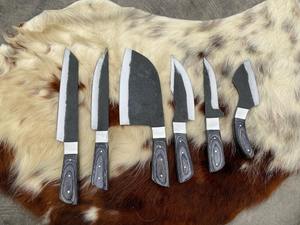 ชุดมีดเชฟ 6 ชิ้น สไตล์ใหม่ ทำจากเหล็กกล้าไร้สนิม ดามัสกัส พร้อมด้ามไม้และใบมีดเหล็กกล้าคาร์บอน - Product Image 4