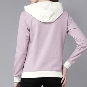 Venta al por mayor de sudaderas con cremallera para mujer de manga larga de otoño sudaderas de gran tamaño de lana 100% de algodón con cremallera completa ropa de calle Sudadera con capucha - Product Image 3