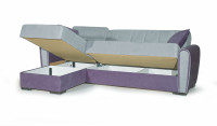 Ensemble de canapé d'angle moderne de luxe de style européen avec rangement, design en forme de L pliable, revêtement en bois massif, canapé-lit de petite taille pour appartement