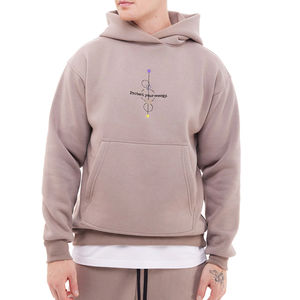 Ensemble de survêtement streetwear personnalisé avec broderie, sweat-shirt et pantalon de jogging amples, effet délavé, pour homme - Product Image 6