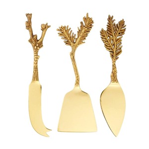 Ensemble de fromage plaqué argent avec brindille dorée et insectes ver abeille Design poignée d'extrémité trancheur de fromage fourchette à beurre épandeur et trancheuse - Product Image 4