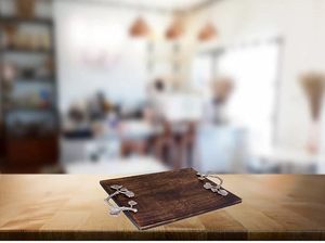 Wooden Serving <b>Tray</b> with Handles for Home Use Great for Everyday <b>Snacks</b> Food or Gifts Rectangular Decorative <b>Tray</b> - Product Image 3