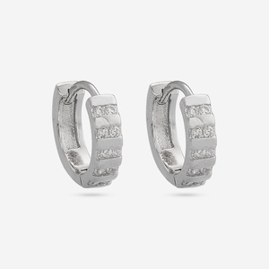 Vintage Diamond Huggie <b>Stud</b> Earrings 92.5 <b>Silver</b> 14k Gold Plated Geometric Design - Product Image 4