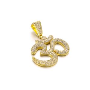 Colgante de Oro Amarillo OM, Destaca entre la Multitud, Colgante de Diamante MOISSANITE VVS con Acabado Chapado en Oro Blanco, Estilo Hip Hop - Product Image 1