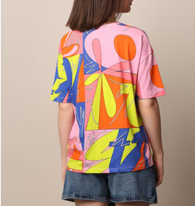 Nueva camiseta de mujer de manga corta con estampado de algodón puro con cuello redondo completo camiseta de gran tamaño - Product Image 4