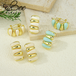 New Arrivals <b>Blue</b> Resin 14K Gold Plated Luxury <b>Stud</b> <b>Earrings</b> Fashion Unique Boho Huggie <b>Earring</b> For Women - Product Image 6