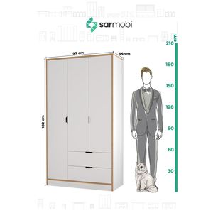 Arden-Armario de Melamina con 3 Puertas y 2 Cajones PARA EL Hogar, Sala de Estar, Hospital, Escuela o Villa, Dormitorio, Unidad de Almacenamiento - Product Image 3