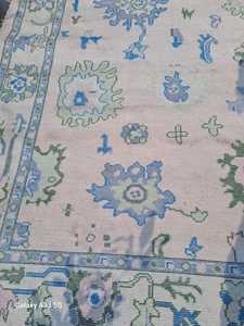 พรมผ้าฝ้ายถักด้วยมือแบบโบราณพรมปูพื้นต่ำซักได้เป็นมิตรกับสัตว์เลี้ยงสีฟ้าสำหรับห้องนั่งเล่นสวดมนต์ - Product Image 5