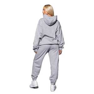 Conjunto de chándal personalizado de 2 piezas, chándal liso ajustado de 100% algodón, chándal de lana estampado personalizado, chándal deportivo para mujer - Product Image 4