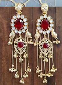Doublet Plus Moissanite Polki Kashmiri <b>Earrings</b> For Women Luxury Indian Traditional <b>Earrings</b> For Party Wear <b>Long</b> Tassel <b>Earrings</b> - Product Image 3