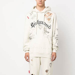 Fabricants OEM, sweat-shirt à capuche en coton épais 100% avec broderie délavée à l'acide, style streetwear surdimensionné, pour l'hiver - Product Image 2