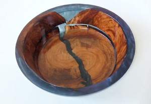 Bords naturels durables Bol de service en bois et résine époxy Cadeau de Noël Bol en résine de bois Ustensiles de cuisine Bol en résine de bois Turquoise - Product Image 4