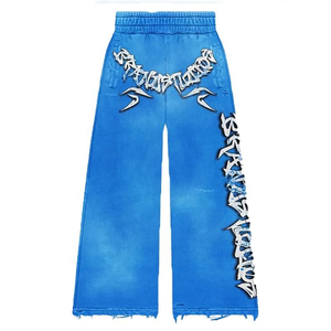 Nouveauté Survêtement d'hiver personnalisé de haute qualité Solide décontracté Lavé à l'acide Sweat-shirt à capuche Pantalon évasé avec logo de marque personnalisé 100% coton - Product Image 3