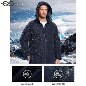 Parka longue pour hommes, manteaux d'hiver à capuche, veste bouffante, vêtements d'extérieur chauds et résistants à l'eau par temps froid, vêtements d'hiver, design élégant - Product Image 6